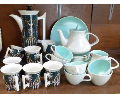 A Poole six setting tea service and a Portmeirion six setting coffee service, Magic City