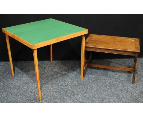 A mahogany coffee table; a baize lined card table, folding legs (2) 