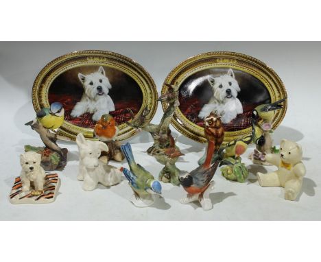 Beswick model of a terrier with a ladybird on tail, 805; a collection of model birds including Goebel, Hereford Fine China an