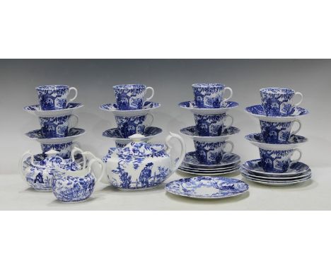 A Royal Crown Derby Mikado pattern tea set, comprising tea pot, sucrier and cover, milk jug, twelve teacups, saucers and tea 