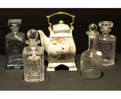 A Swedish lead crystal decanter and stopper, Strombergshyttan, Silver Jubilee 1977; a cut glass decanter with a Crown Staffor