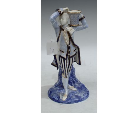 A Royal Worcester candlestick, figure of a dandy 