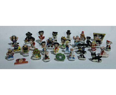 A French miniature ceramic Betty Boop figure, 3cm; others Felix and Kitty Kat, Asterix the Gaul and companions; etc assorted 