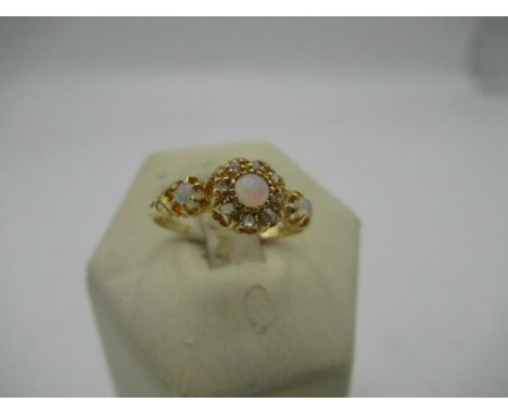 Early C20th hallmarked 18ct gold diamond and opal ring, Chester, 1901 Size O gross 2.3g 