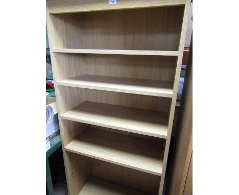 Light oak finish tier bookcase W88cm D40cm H195cm 