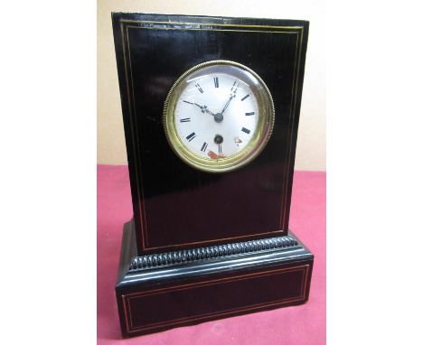 3/4 19th C French ebonised case with brass stringing white enamel dial, a single train movement stamped 791 