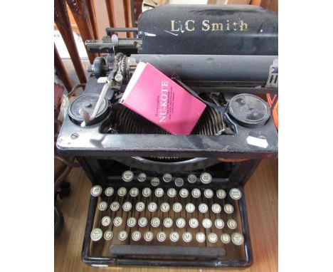 L. C. Smith typewriter, black finish with QWERTY keyboard, supplied by Martin's of Marketplace, Norwich 