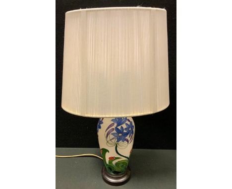 A Moorcroft Ladybirds pattern table lamp, from the Fly Away Home collection designed by Rachel Bishop, printed marks, 47cm hi