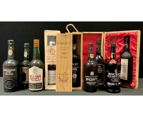 An El Vino Co. Ltd No.20 Rich Ruby Port c.1960's; Taylor's Quinta De Vargellas 1982 Vintage Port, bottled 1984; Rocha's Old T
