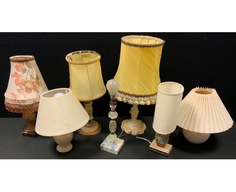 Lighting - an alabaster and gilt metal table lamp;  others, stone, ceramic etc (7) 