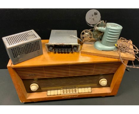 A Vintage Grundig 4095 valve radio;  another Philips: an S Smith &amp; sons model 200X car radio control unit and amplifier; 