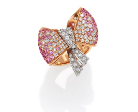 LEO PIZZOSaphir-Diamant-Ring. Herkunft: Italien, Venedig. Material: 750/- Roségold, Punze. Gesamtgewicht: 24,5 g. EU-RM: 55. 