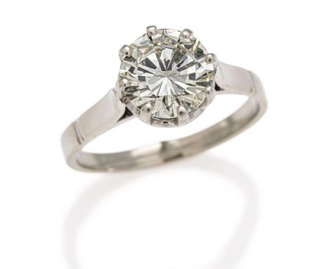 SOLITAIRE-RING. Herkunft: Deutschland. Datierung: 1991. Material: 585/- Weißgold, getestet. Gesamtgewicht: ca. 3,5 g. EU-RM: 