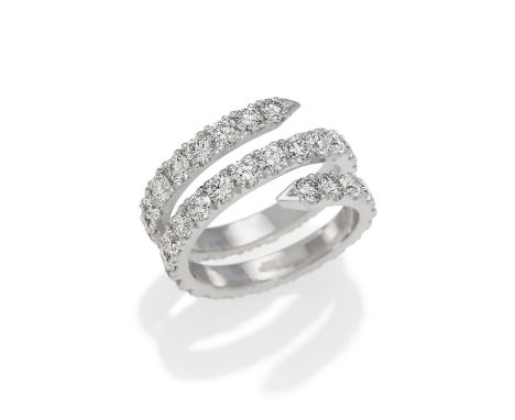 MEMORY-RING. Herkunft: Italien. Datierung: Um 2020. Material: 750/- Weißgold, Punze. Gesamtgewicht: ca. 6,5 g. EU-RM: 52. Dia