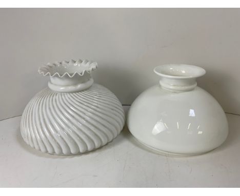 2x Oil Lamp Glass Shades 