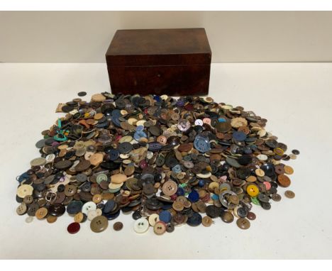 Wooden Box of Vintage Buttons 
