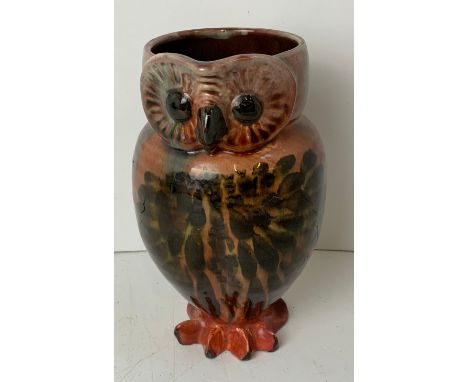 William Baron Barnstaple Art Pottery Slipware Owl Jug - 16cm High 