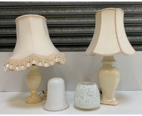 Table Lamps and 2x Vintage Glass Light Shades 