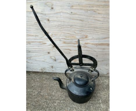 Large Iron Kettle with Bracket 