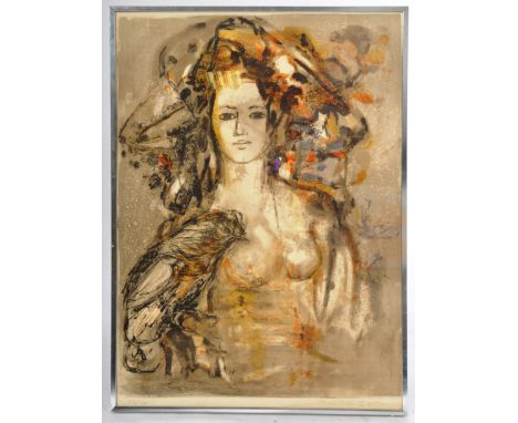 Madeline Sullivan - A limited edition signed and numbered print on paper in colours depicting a female figure holding a bird 