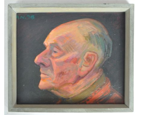 A.N - Portrait of John Melville - A 20th Century 1970's oil on board portrait painting side profile study of an elderly gentl