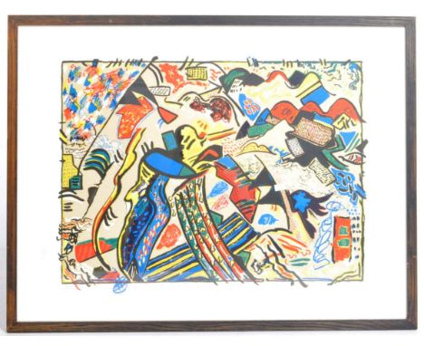 Renos Loizou (Greek 1948-2013) - Composition I -&nbsp;A signed limited edition abstract screen print in colours entitled 'Com