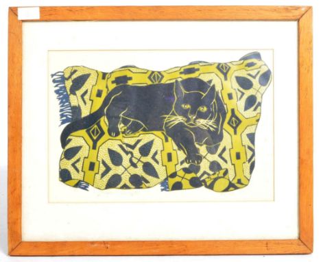 Louise Bawden - "Catnap Interrupted" - A signed artist's proof print in colours on woven paper depicting can laying upon a ru