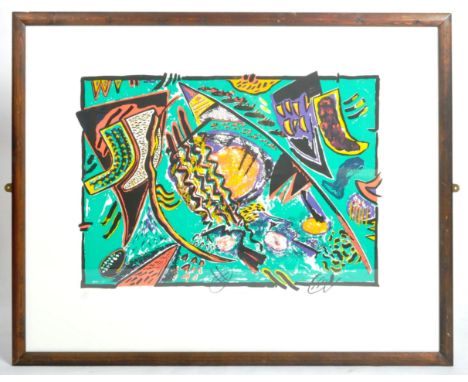 Renos Loizou (Greek 1948-2013) - Three Heads - A signed limited edition abstract screen print in colours entitled 'Three Head