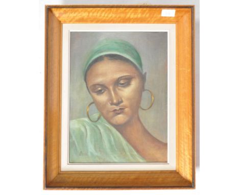 L Pipyn - A mid 20th Century oil on canvas portrait painting study of a lady gazing towards the floor. Signed to the bottom l
