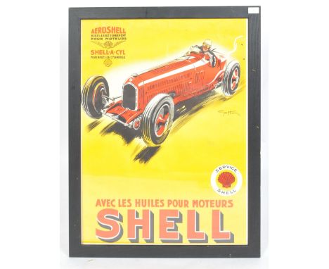 Aeroshell - A late 20th Century French Shell motoring advertising point of sale poster print featuring&nbsp;a 1933 Alfa Romeo