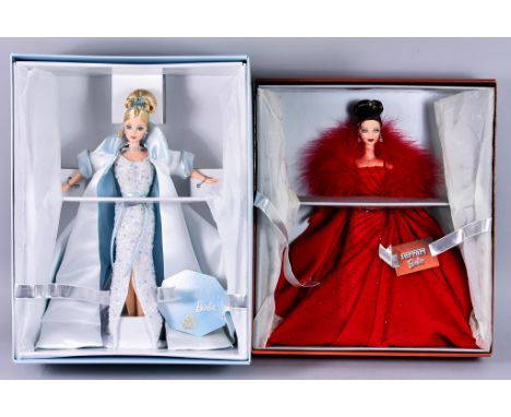Five Mattel Barbie Dolls, comprising - "Millennium Bride, 1999, Serial No. 24505, "40th Anniversary Barbie", Serial No. 21384