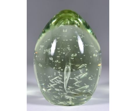 A Large English Glass Dump Weight, 19th Century, with inverted teardrop and air bubbles, 7.5ins highThere is some typical ver