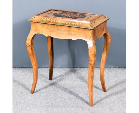 A 19th Century French Walnut Marquetry and Gilt Metal Mounted Rectangular Jardiniere, with two-handled removable top inlaid w