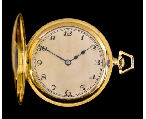 A&nbsp;Gentleman's&nbsp;Keyless Half Hunting Cased&nbsp; Evening Pocket Watch, 18ct gold case, 47mm diameter, no dust cover, 