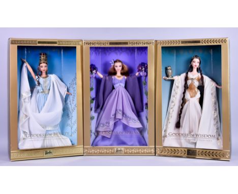 Three Mattel Barbie Classical Goddess Collection, "Goddess of Beauty" Serial No. 27286,  "Goddess of Spring", Serial No. 2811