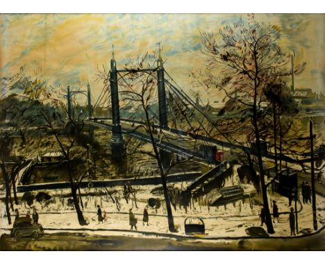 After Carel Weight (1908-1997) - Colour lithograph - "Albert Bridge", 28ins x 38ins, framed and glazed Selected pictures from
