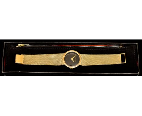 A Gentleman's Manual Wind Evening Watch, by Bueche Griod, 9ct gold case, 32mm diameter, plain black dial with gold hands, int