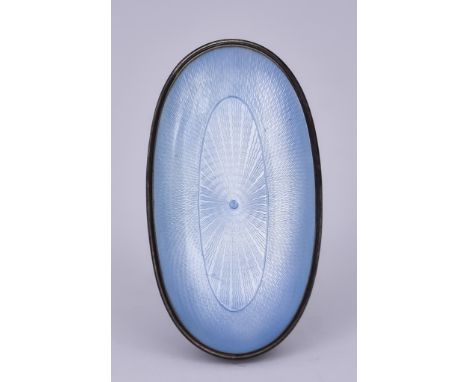 A Russian Silver Guilloche Enamel Oval Pin Tray, stamped 88 standard, St Petersburg, unknown maker, the pale blue enamel with