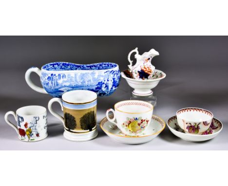 A Reference Collection of British Pottery, Porcelain and Bone China Tableware, including - blue and white Davenport pearlware
