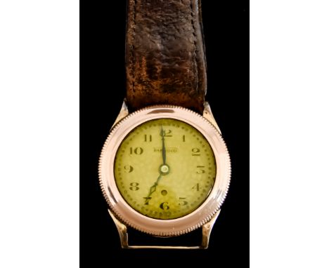 An Automatic Wristwatch, Early 20th Century, by Harwood, 9ct gold case, 31mm diameter, shagreen dial with black Arabic numera