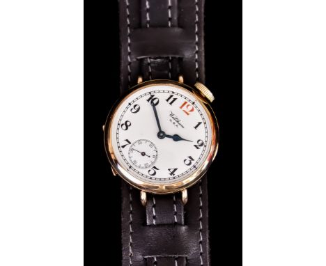 A Gentleman's Manual Wind "Trench Watch", in unusual diagonal mounted case, 33ins diameter in plated metal case, white enamel