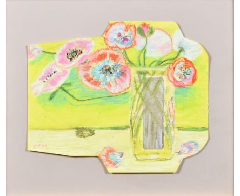 ARR Margaret Mellis (1914-2009) - Coloured chalk/pastel -  "Cedric's Poppies", initialled, on used window envelope, 11.5ins x