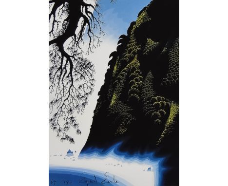 Eyvind Earle (1916-2000) - Serigraph in colours - Mountain and pine cone branch, signed and numbered 164/180, 10.75ins x 7.5i