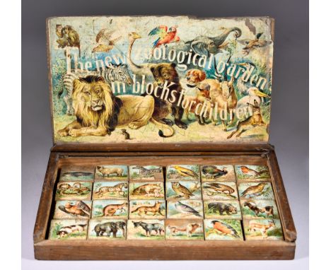 A German Block Puzzle, Late 19th Century, - "The New Zoological Garden in Blocks for Children", 11ins x 7ins x 1.37ins overal