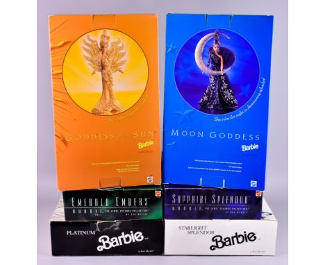 Six Mattel Barbie Doll, designed by Bob Mackie, comprising - "Goddess of the Sun" 1995, Serial No. 14056, "Moon Goddess", 199