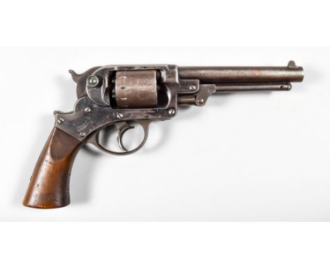 A .44 Calibre Double Action Percussion Revolver by Starr, Circa 1858, 6ins bright steel barrel, blue frame, bright steel cyli