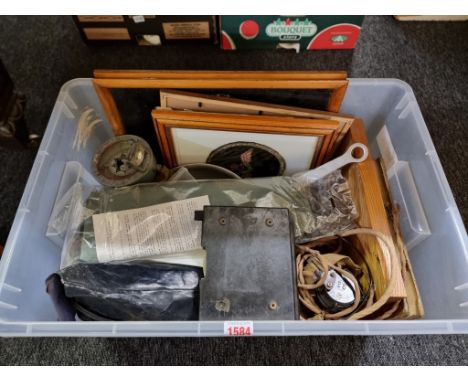 A collection of militaria, to include a compass; and radio headsets etc.&nbsp; 