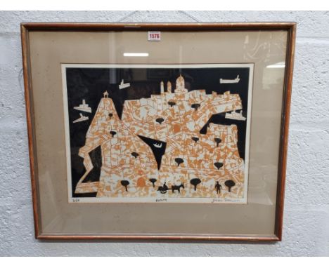 Julian Trevelyan,&nbsp;'Valetta', from The Second Malta Suite 1970, signed, titled and numbered 21/50 in pencil, etching with