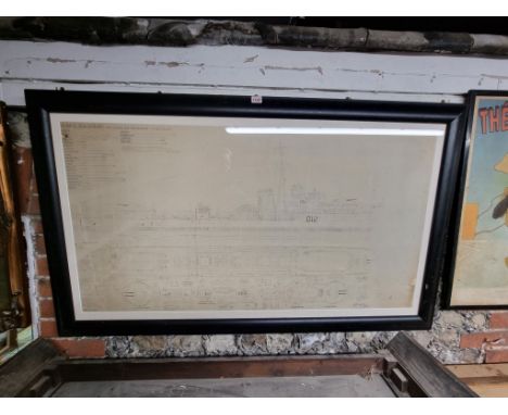 A large scale plan of HMS Kashmir, inscribed&nbsp;'Destroyer 1936 Programme J K &amp; N Class', 62 x 117cm. 