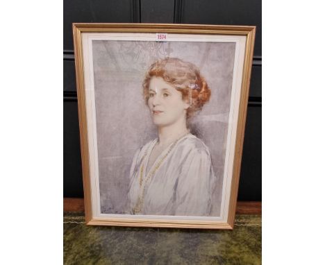 John MacDonald Aiken,&nbsp;bust length portrait of a lady, signed and inscribed 'Cairo, April 1919', watercolour, 55 x 41cm.&